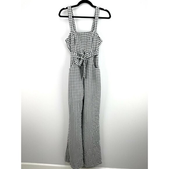 Revolve Likely Dahlia Womens Size 2 Black White Gingham Jumpsuit Flare Leg - Picture 2 of 12
